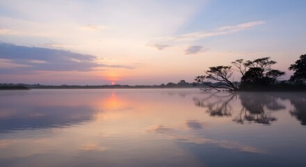 sunset over the river