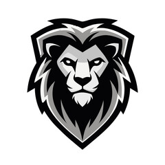 Minimalist Black Lion Head Vector Logo Illustration