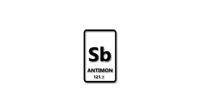 antimuon as Element 51 of the Periodic Table. Design shows name, atomic weight and element number. black background 4k animation