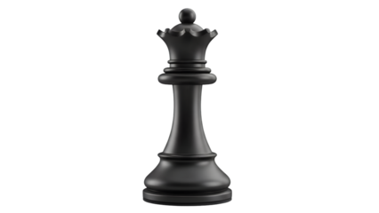 Isolated black chess queen piece against a dark background