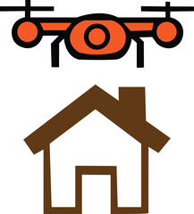 Drone flying over house icon