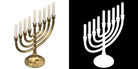 3D rendering illustration of a Hanukkah Menorah Candelabra