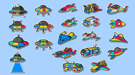 A set of spaceship vector illustration