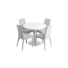 The modern furniture design features a striking dining table and chair set against a white background