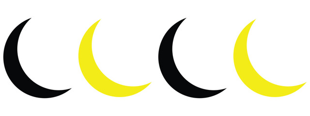 Moon & Crescent Icon Set – Lunar Phases, Celestial Symbols, and Mystical Vector Illustrations