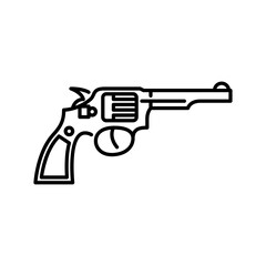 revolver outline icon. revolver gun black line illustration.