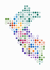 Peru, shape of the country build of colored cells. Digital style map of the Peru on white background. Large size circle blocks. Vibrant vector illustration.
