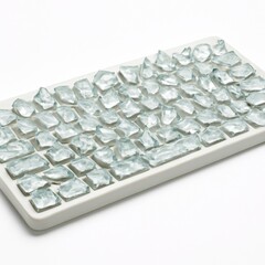 office syndrome concept, Clear ice cubes arranged on white tray for cooling drinks