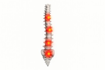 office syndrome concept, Human spine with highlighted pain points indicating back pain and spinal issues