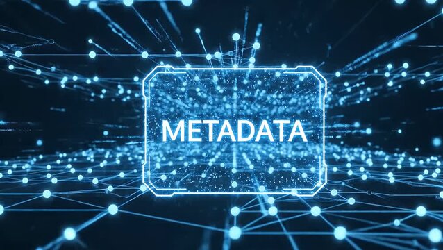 Futuristic digital technology concept with the word metadata