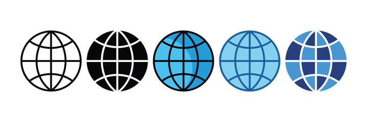 Globe Icon Set Multiple Style Collection