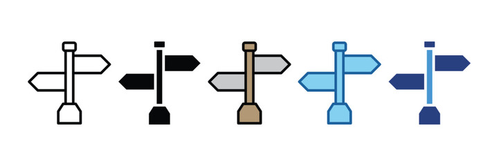 Street Sign Icon Set Multiple Style Collection