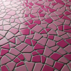 Detailed pink mosaic tile texture surface with irregular shapes and soft color gradient