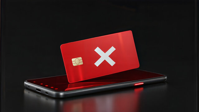 Credit Card Payment Declined Error on mobile with white  X