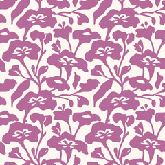 Blooming Garden Seamless Pattern with Bold Abstract Spring Floral Motifs in a Modern Organic Cut-Out Style for Fabric Prints, Wallpaper, and Decorative Backgrounds