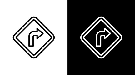 Turn Right White Icon Set Design