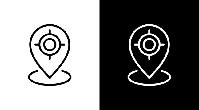 Current Location White Icon Set Design