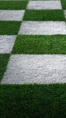Artificial turf, checkerboard, grass, pattern, white