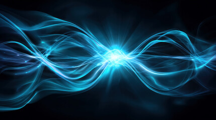 Electromagnetic field visualization, neon colors flowing current lines. Chaotic lightning grid pattern, bright electric energy dark tech grid. Energy wave color gradient, abstract