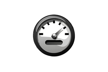 Realistic analog speedometer dial on white background isolated on a transparent background