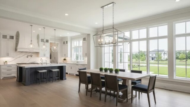 Modern Kitchen and Dining Room: An expansive kitchen and dining space, showcasing modern design elements, natural light, and a seamless blend of functionality and elegance.
