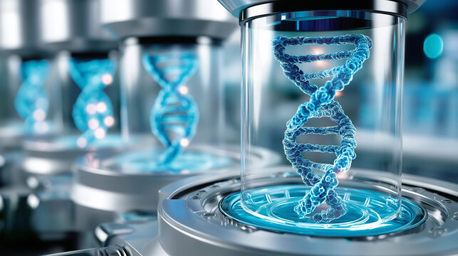 Futuristic laboratory equipment genetic mutations research, medical device company, science and technology concept visualization, advanced biotech instrumentation, innovative resea - Powered by Adobe