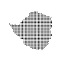 dotted halftone black silhouette of zimbabwe map isolated. zimbabwe country map for travel and presentation. zimbabwe halftones map vector illustration.  world maps circle. global map.