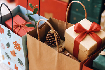 Cozy Holiday Gifts in Shopping Bags
