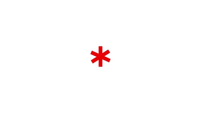 asterisk badge icon animation on white background .