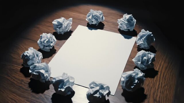 Gathering Crumpled Papers on Table for Creative Writing Process