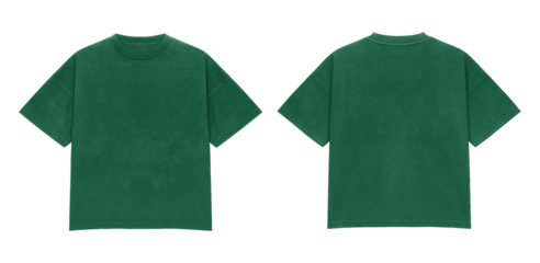 Oversized Green T-Shirt Mockup front and back view Isolated on Transparent