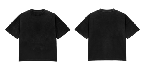 Oversized Black T-Shirt Mockup front and back view Isolated on Transparent