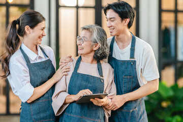 Family Business Portrait in Front of Ceramic Shop and Warehouse