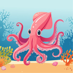 Octopus of tentacle isolated cartoon icon. Sea squid vector cartoon set icon.