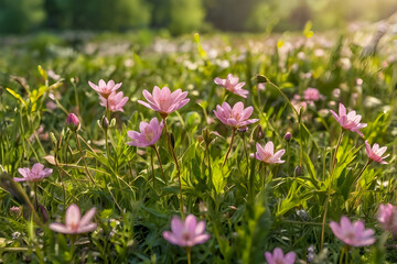 Obraz premium pink flowers in the garden