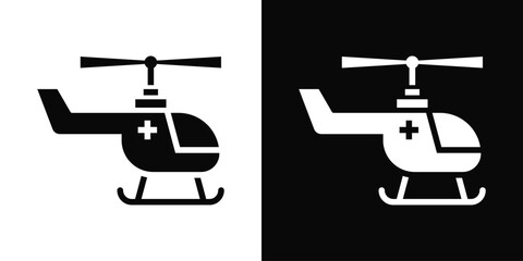 Air Ambulance Icon White And Black Background Style