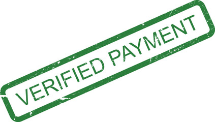 Green Distressed Stamp with Verified Payment Text on White Background