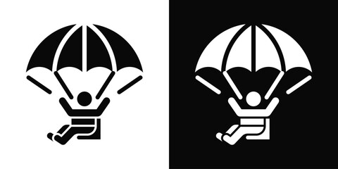 Paragliding Icon White And Black Background Style