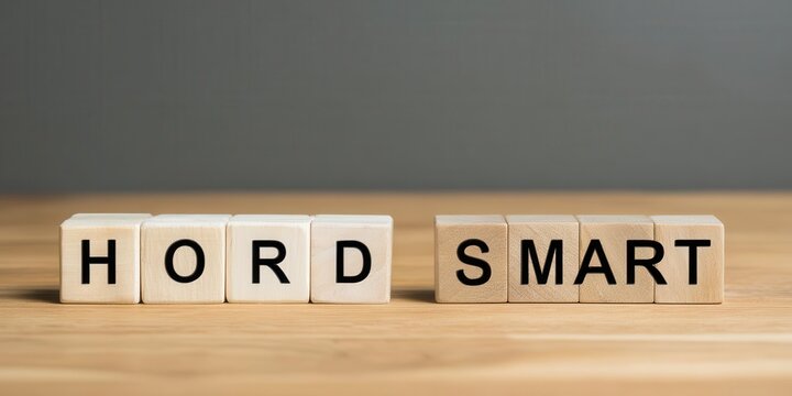 Wooden Blocks Spelling HORD and SMART on Wood