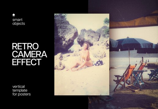 Retro Camera Poster Photo Effect Mockup