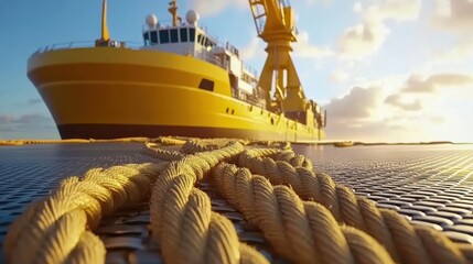 Giant Yellow Shipyard Crane Overlooking Nautical Scene