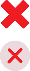 Obraz premium red cross x mark icons set with bold and circular styles, flat vector symbols for cancel, close, error and incorrect actions