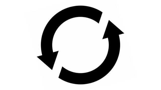 Black Refresh Icon on White Background - Loop Arrows Symbol.