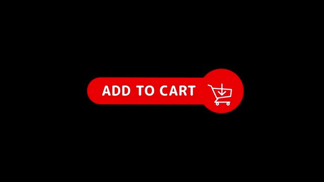 add to cart sticker button banner animation with shopping trolley 4k video footage alpha channel 