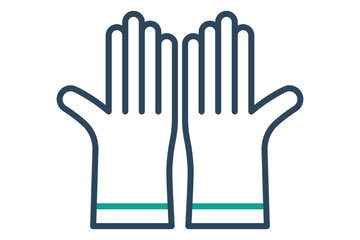 Safety gloves icon. line icon style. icon related to hand protection. work safety elements vector illustration