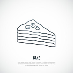Cake line icon. Piece of cake vector illustration.