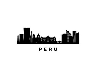 Obraz premium Vector Peru skyline. Travel Peru famous landmarks. Business and tourism concept for presentation, banner, web site.