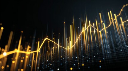 Abstract Data Visualization with Dynamic Lines and Colorful Light Patterns Representing Growth, Progress, and Technology in Modern Analytics