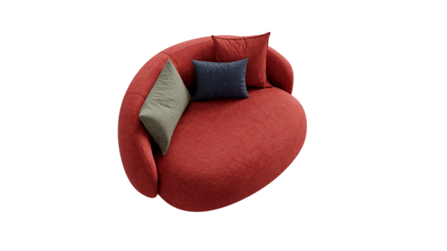 Isolated red textile sofa on a transparent background. Furniture for collages, graphics designs, and presentations.
- Powered by Adobe