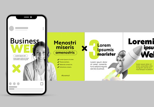 Social Media Carousel with Green Accents